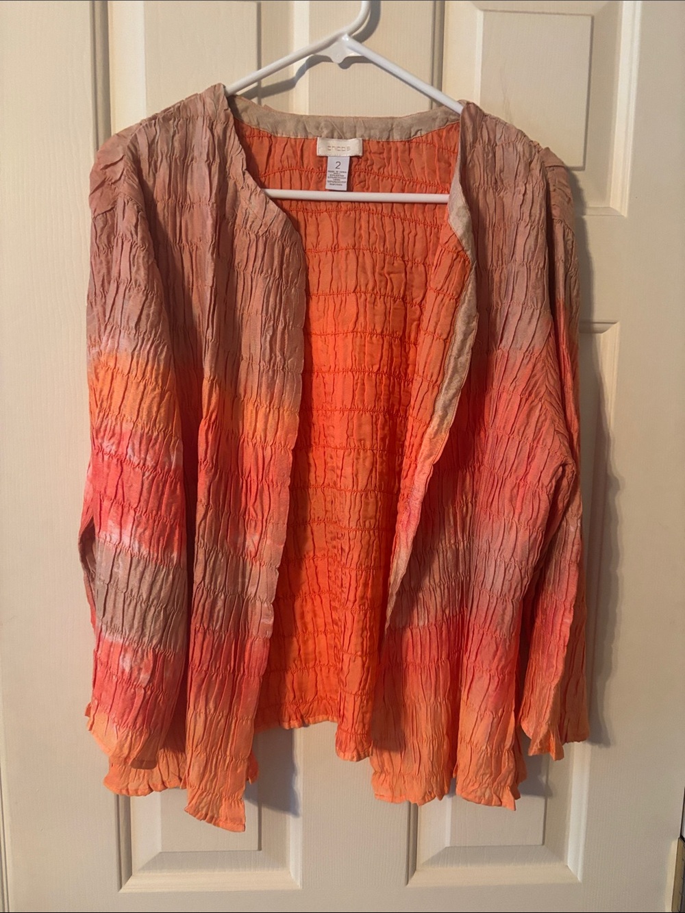 Women’s Crinkle Open-Front Jacket - Orange Ombre